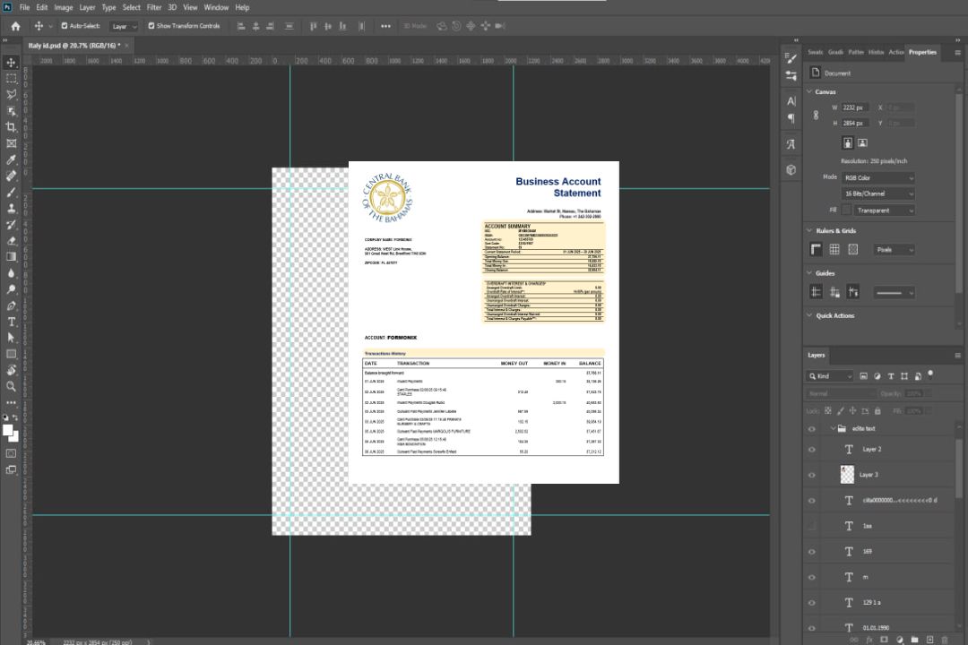 Modèle Word et PDF de relevé de compte d'entreprise de la Banque centrale des Bahamas template Modèle Word et PDF de relevé de compte d'entreprise de la Banque centrale des Bahamas template